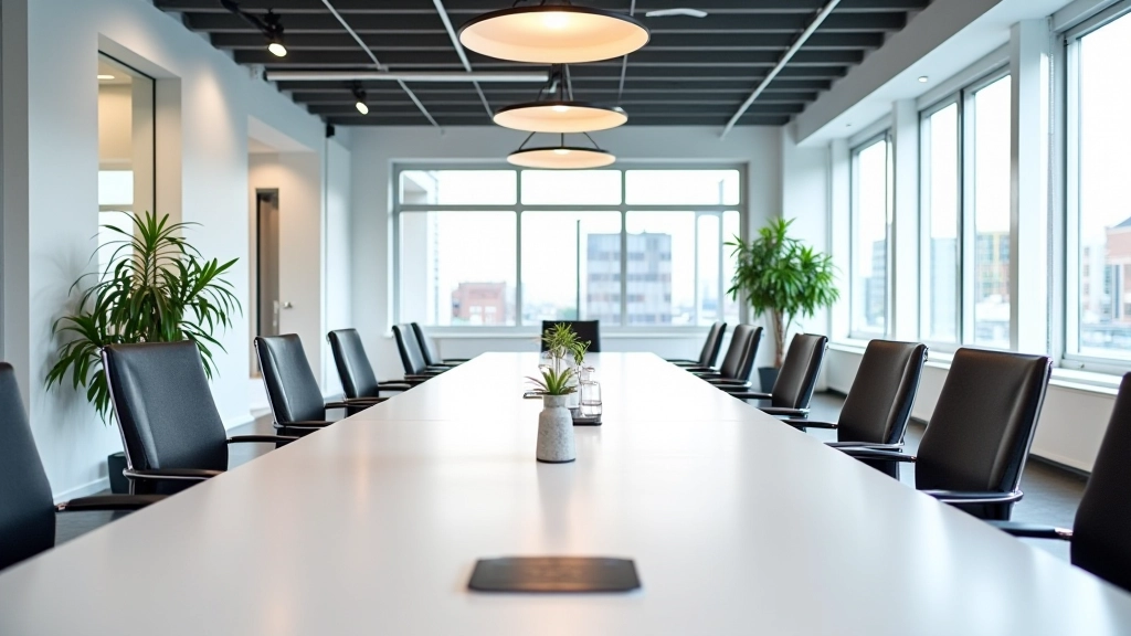 Professional training environment met open communicatie, teamwork visueel, moderne werkplek